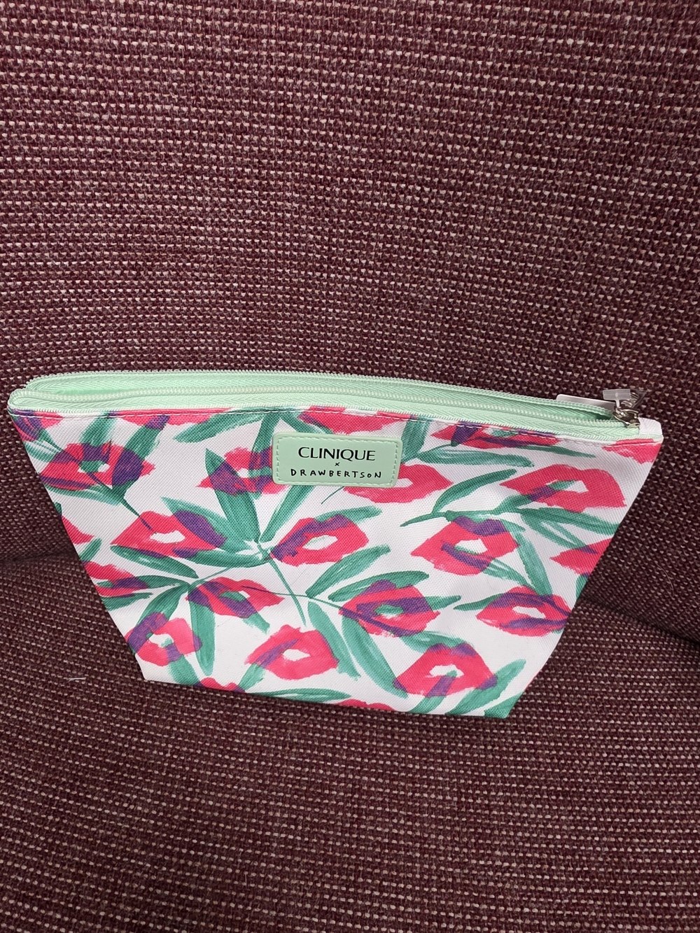 Clinique Pink & Green Floral Makeup Bag